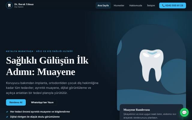 Diş Hekimi web sitesi şablonu: Prestij tasarımı